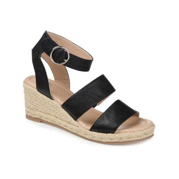 JOURNEE COLLECTION Womens Black Nora Open Toe Wedge Buckle Espadrille Shoes 9 - Picture 1 of 4